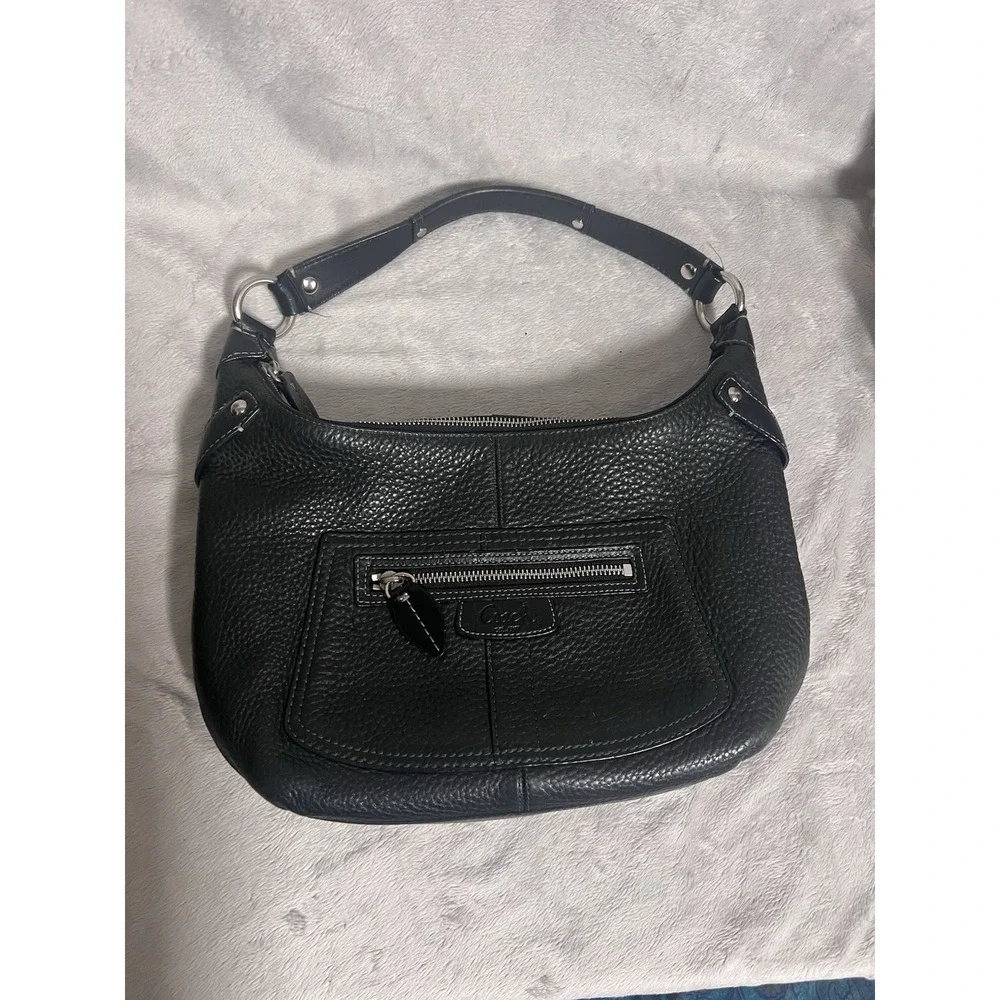 Coach Vintage Leather Hobo Shoulder Bag Penelope Medium Black Pebbled 13159